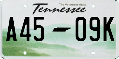 TN license plate A4509K