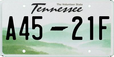 TN license plate A4521F