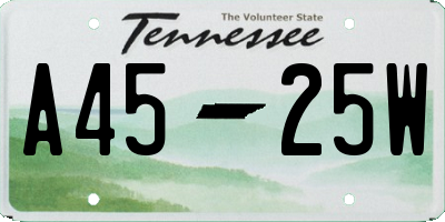 TN license plate A4525W
