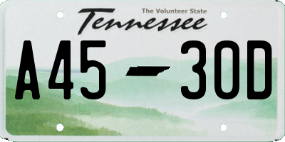 TN license plate A4530D