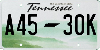 TN license plate A4530K