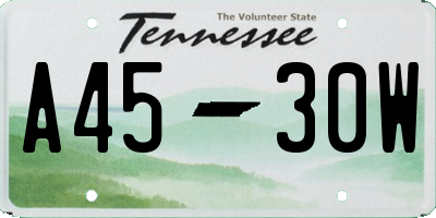TN license plate A4530W