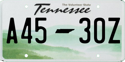 TN license plate A4530Z