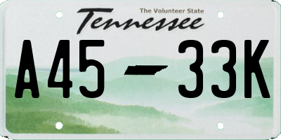 TN license plate A4533K