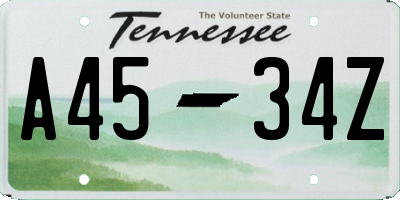 TN license plate A4534Z