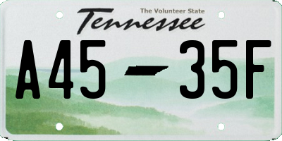 TN license plate A4535F