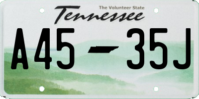 TN license plate A4535J