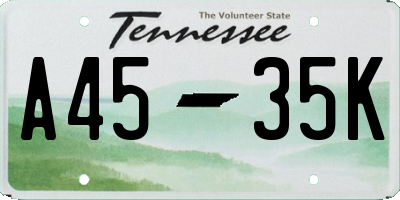 TN license plate A4535K
