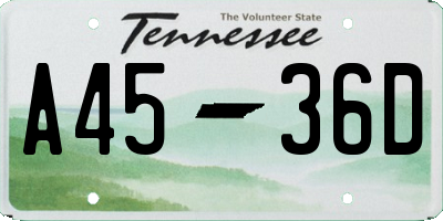 TN license plate A4536D