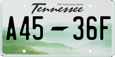 TN license plate A4536F