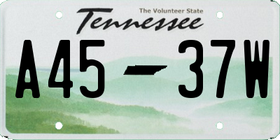 TN license plate A4537W