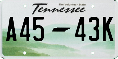 TN license plate A4543K