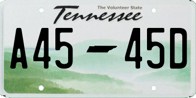 TN license plate A4545D