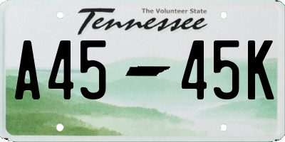 TN license plate A4545K
