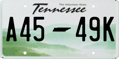 TN license plate A4549K