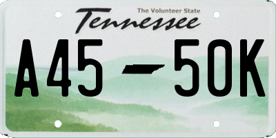 TN license plate A4550K
