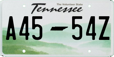 TN license plate A4554Z