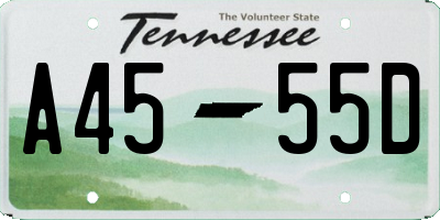 TN license plate A4555D