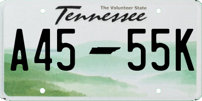 TN license plate A4555K