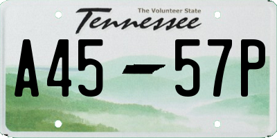 TN license plate A4557P