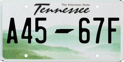 TN license plate A4567F