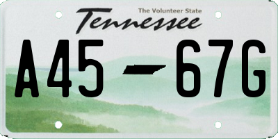 TN license plate A4567G