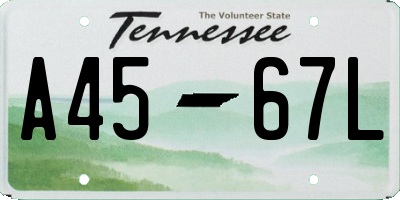 TN license plate A4567L