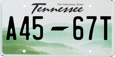 TN license plate A4567T