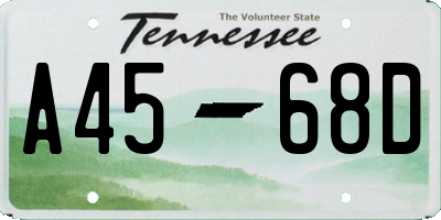 TN license plate A4568D