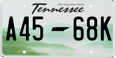 TN license plate A4568K