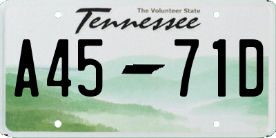 TN license plate A4571D