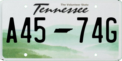 TN license plate A4574G