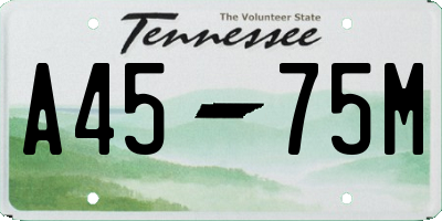 TN license plate A4575M
