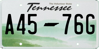 TN license plate A4576G