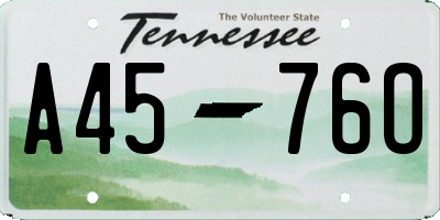 TN license plate A4576O