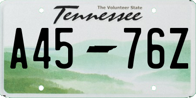 TN license plate A4576Z