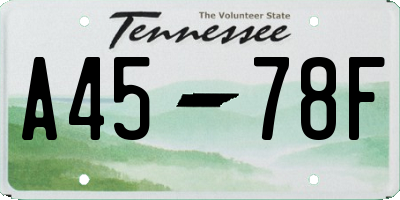 TN license plate A4578F