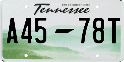TN license plate A4578T