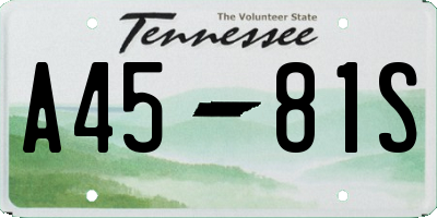 TN license plate A4581S