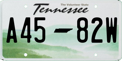 TN license plate A4582W