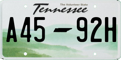 TN license plate A4592H