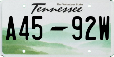 TN license plate A4592W