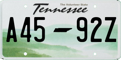 TN license plate A4592Z