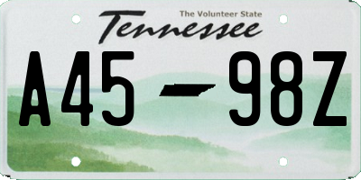 TN license plate A4598Z