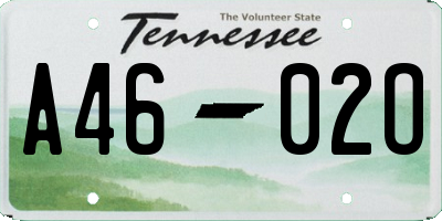 TN license plate A4602O
