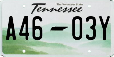 TN license plate A4603Y