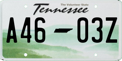 TN license plate A4603Z