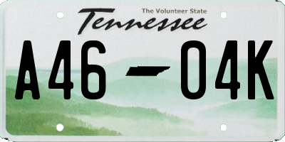 TN license plate A4604K