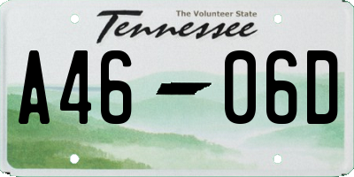 TN license plate A4606D