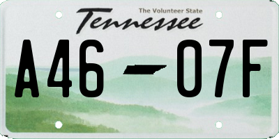 TN license plate A4607F